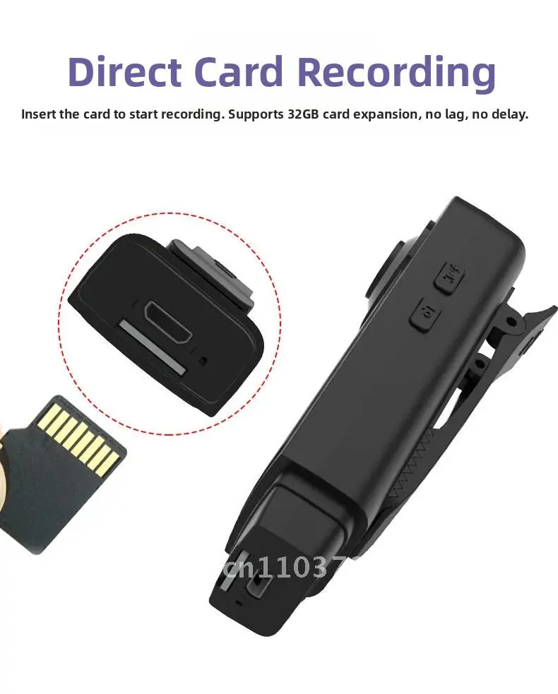 

A18 1080p HD Outdoor Sports Camera Portable Live Recorder with Clip Built-in Microphone Security Camera Black 32G 64G Memory