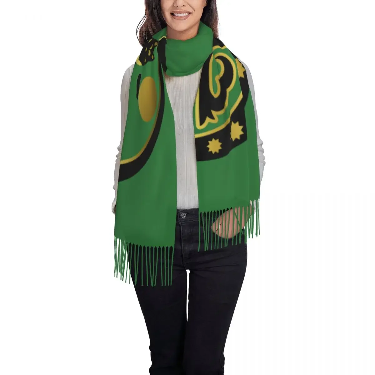 Chechen Borz Scarf Wrap for Women Long Winter Fall Warm Tassel Shawl Unisex Wolf Coat Of Arms  Chechnya Scarves