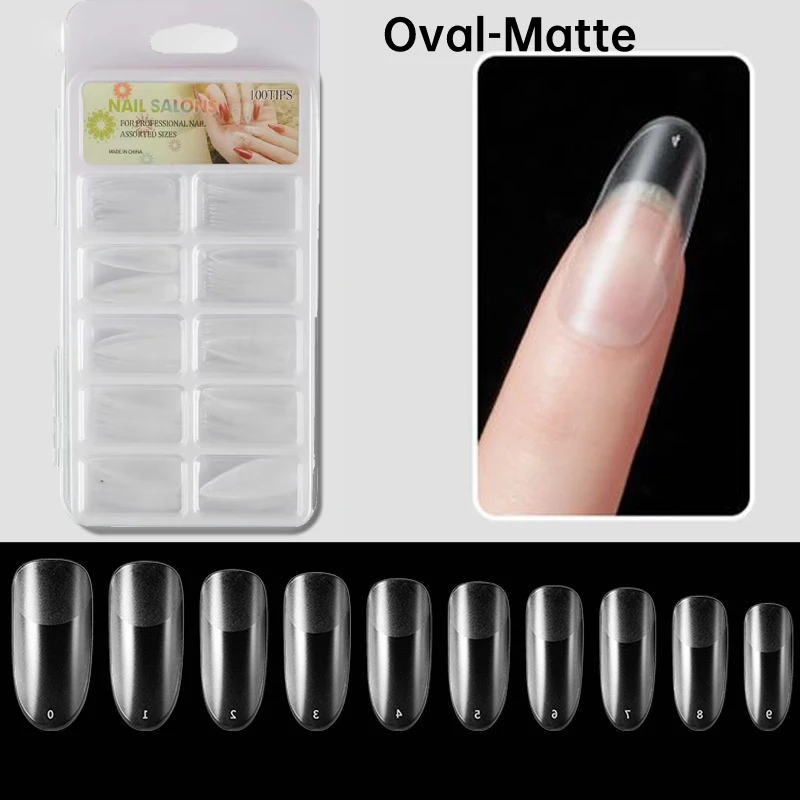 100Pcs Full Cover Press On Nail Tips Stiletto Almond Square Coffin French False Fake Soak Off Gel Nail Extension Tips Capsule