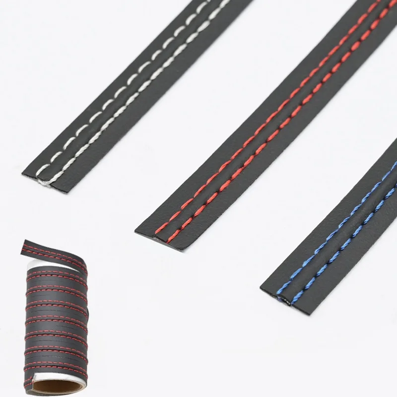 Car Interior Moulding Trim Self-adhesive Dashboard Leather Decorative Line Red Blue DIY Braid Strip Car Decoration 0.5/1M/2M