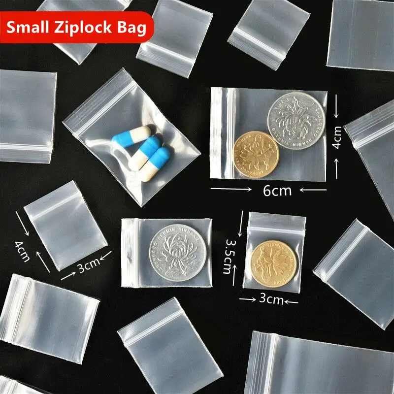 100PCs Plastic Bags Ziplock Food Packaging Jewelry Small Zip Lock Bags Clear Fresh-keeping Dustproof Resealable Candy StorageBag