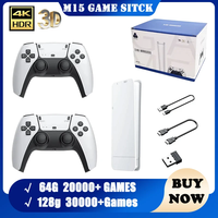M15 Game Stick Pro Mini TV Handheld Game Console Wireless Gamepads Video Game 64G 20000+ Retro Game for PS1 NES SNES
