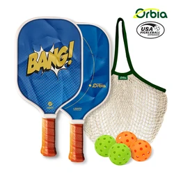 Orbia-juegos de paletas de Pickleball de fibra de vidrio para deportes, 4 bolas, 1 bolsa de red, paleta de Pickleball Pro, 16MM, compatible con USAPA