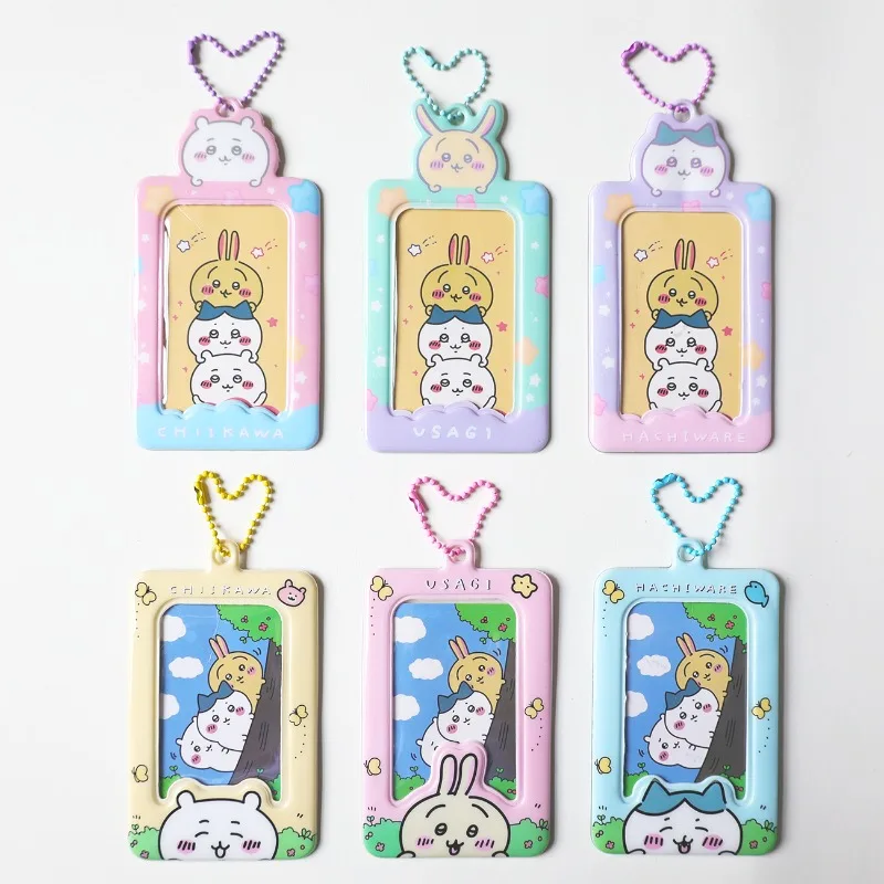 

Miniso Chiikawa Jiikawa PVC hachiware card holder cute small card storage bag photo protective cover display pendant girls gift