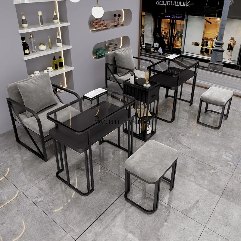 Glass Top Design Nail Table Multifunctional Professional Classic Trendy Nail Table With Storage Simple Mesa Manicura Furniture