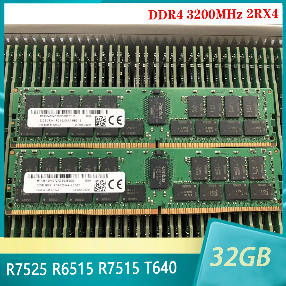 1Pcs For DELL R7525 R6515 R7515 T640 RAM 32GB 32G DDR4 3200MHz ECC REG 2RX4 Server Memory 3200