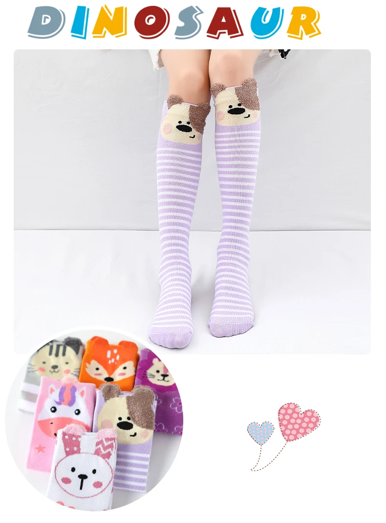 Kinder-Wärmesocken, Kurze Niedliche Cartoon-Socken, Kniehohe Kindersocken, Baumwoll-Babysocken mit Tiermotiven, Überkniestrümpfe für Mädchen – Detail 8