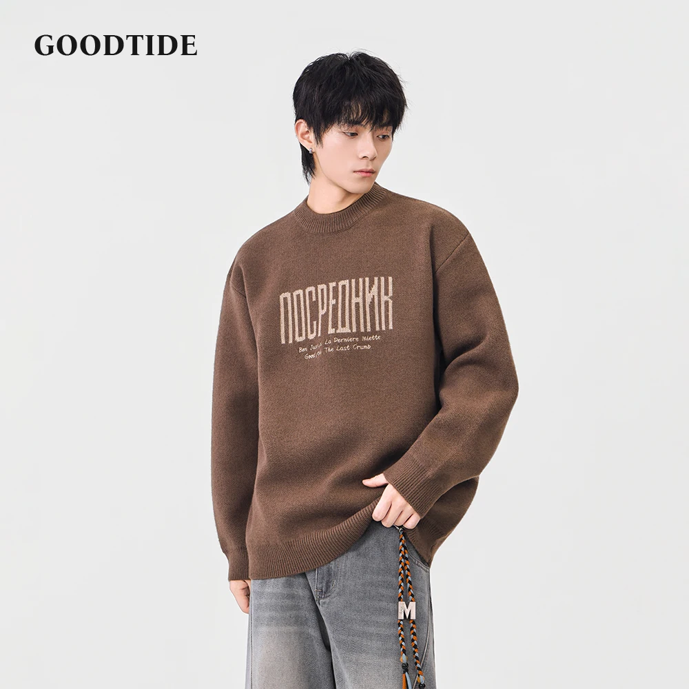 موضة الرجال عادية طاقم الرقبة سترة 2025 شتاء جديد إلكتروني طباعة بلوفر مغزول مريح لينة كم طويل البلوز #3