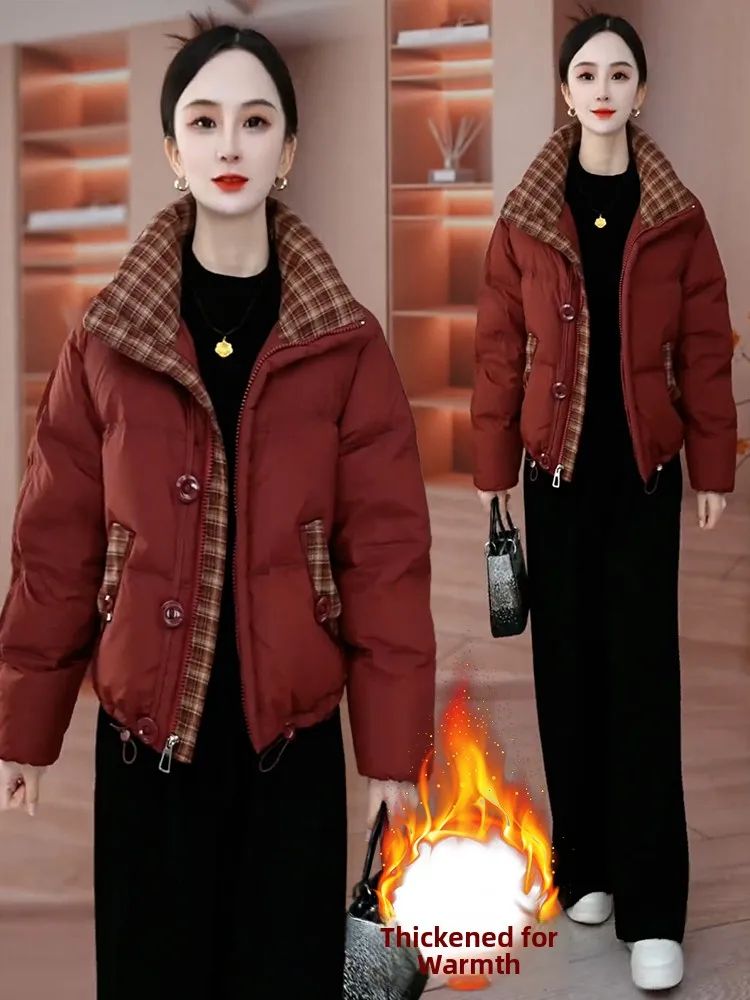 겨울 신상 캐주얼 여성 다운 코튼 재킷 스탠드 칼라 보온 강화 코튼 엄마 옷 한국 스타일 루즈핏