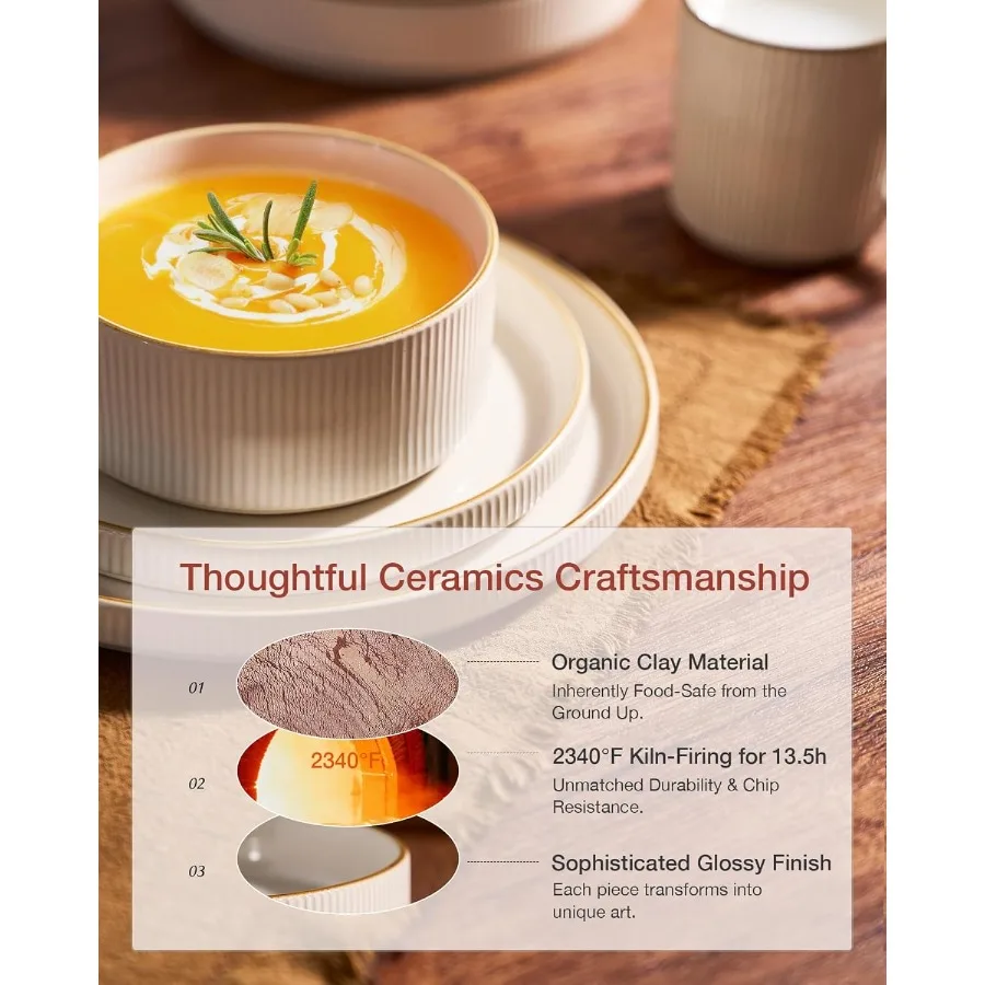 مجموعة أواني الطعام على شكل نجمة أطباق وأطباق لـ 4 12 قطعة أطباق من الخزف الحجري المضلع رقاقة مقاومة للخدش في الميكروويف آمنة للاستخدام في غسالة الأطباق