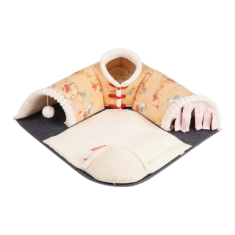 

Multifunctional Cat Toy Nest Chinese Style Removable Tunnel Mat Fashionable Nest Made of Plush