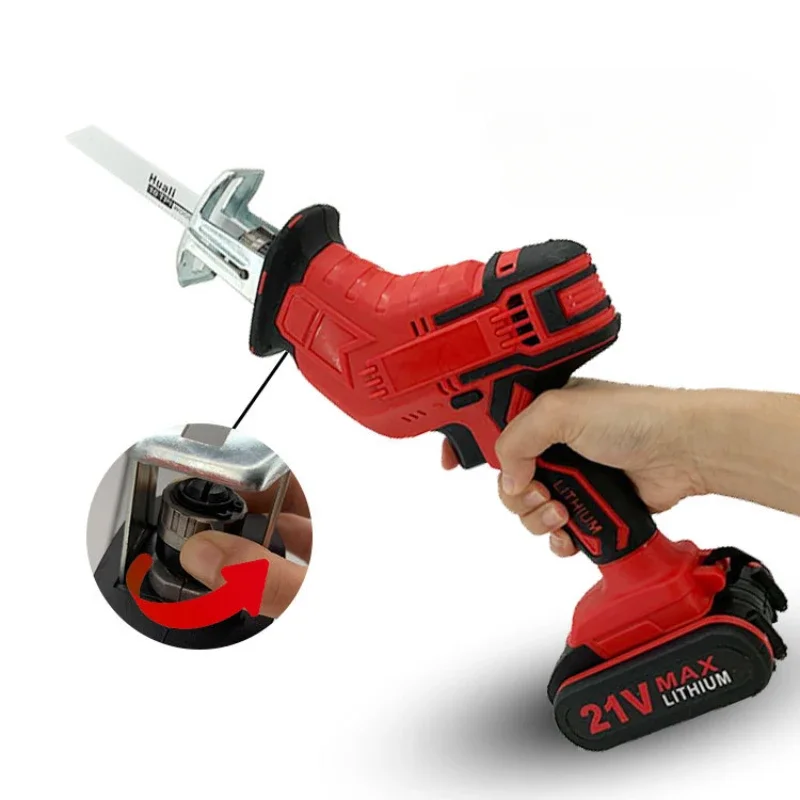 

21V Cordless Reciprocating Saw Portable Adjustable Speed Chainsaw Wood Metal PVC Pipe Cutting Saw Power Tool Makita Battery