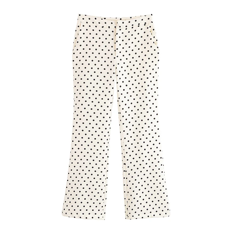 YENKYE femmes à pois Flare pantalon Vintage taille haute automne pantalon décontracté vacances fête plage loisirs pantalons de mujer