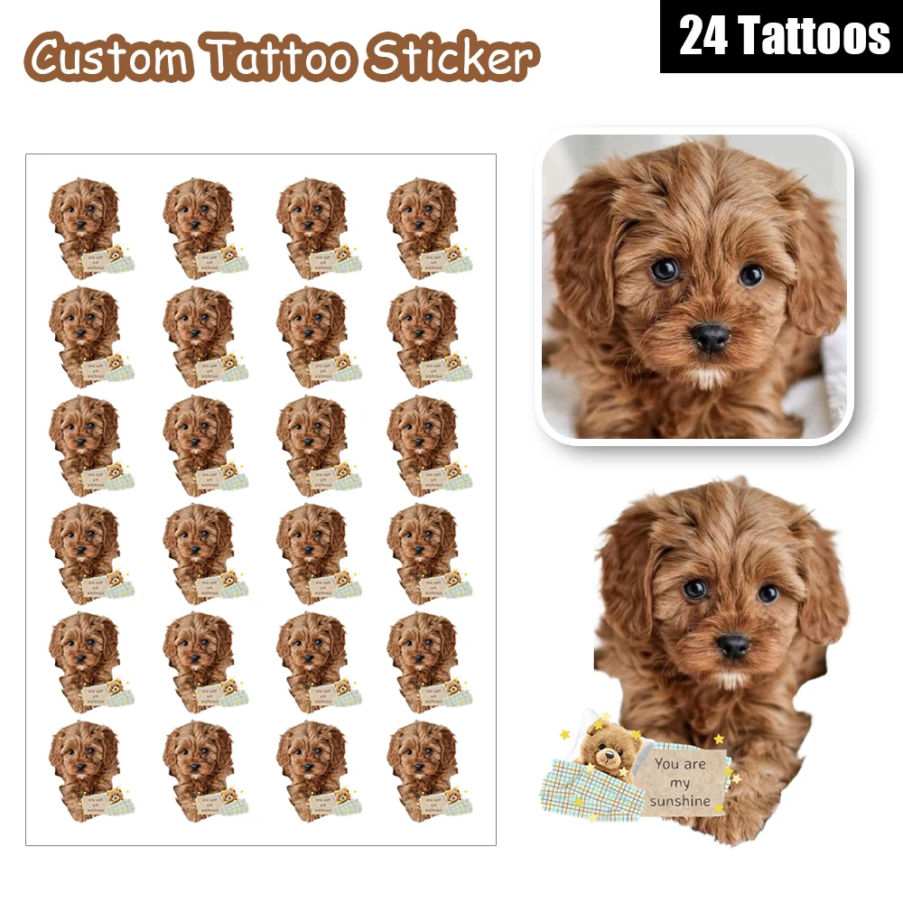 

24 Designs Cute And Funny Bear-You Are My Sunshine Customized Personalized Love Face Temporary Tattoo Party Custom Photo Tattoos