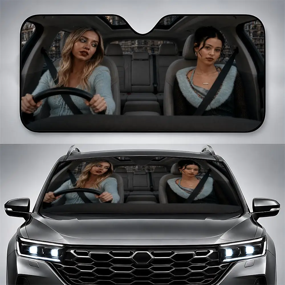 Pare-soleil pour pare-brise de voiture, série TV E-Euphoria, protection UV, isolation thermique, refroidissement, installation facile, portable et pliable