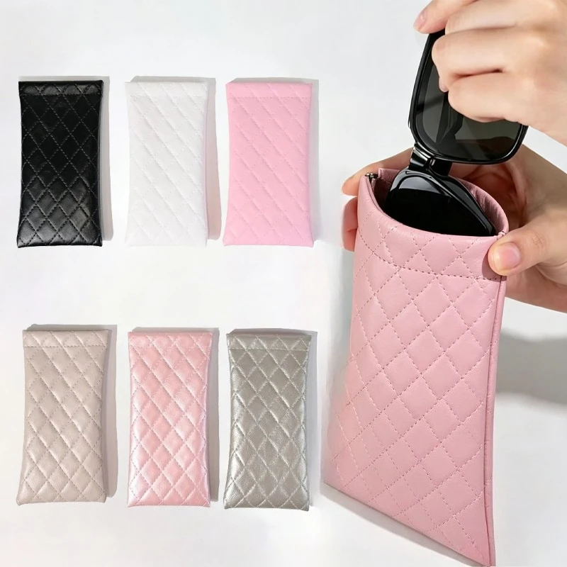 PU Leather Multi Color Quilted Eyeglass Case Bullet Automatic Closure Universal Glasses Storage Bag Simple and PortableOrganizer