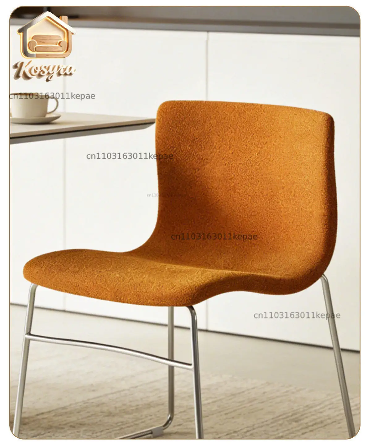 Bauhaus style metal frame fabric soft bag retro dining chair small apartment does not take up space backrest dining table chair
