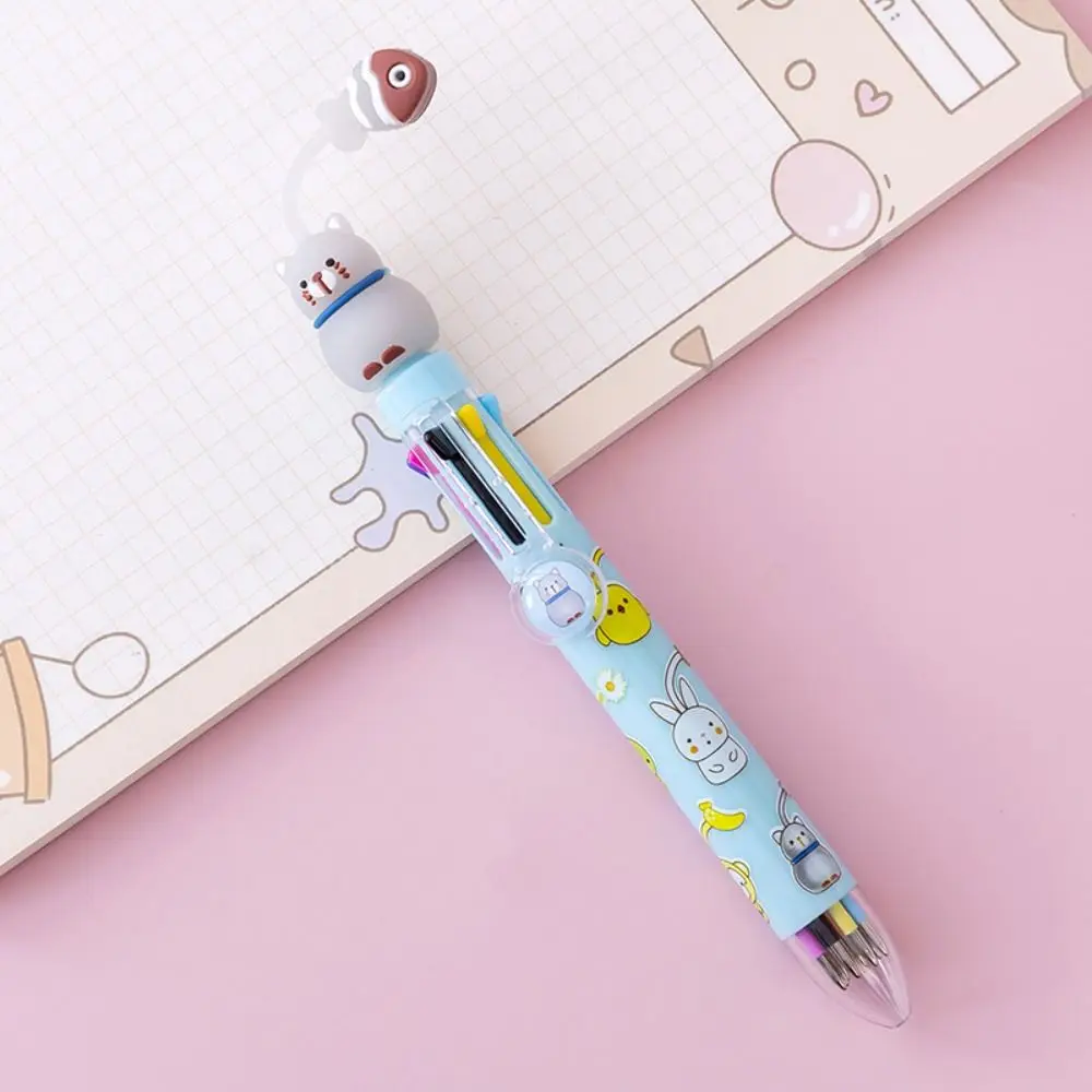 

Kawaii 8 Colors Ballpoint Pen Creative Cartoon Graffiti Pen Rabbit Cat Chick Monkey Animal Pendant Ballpoint Pen