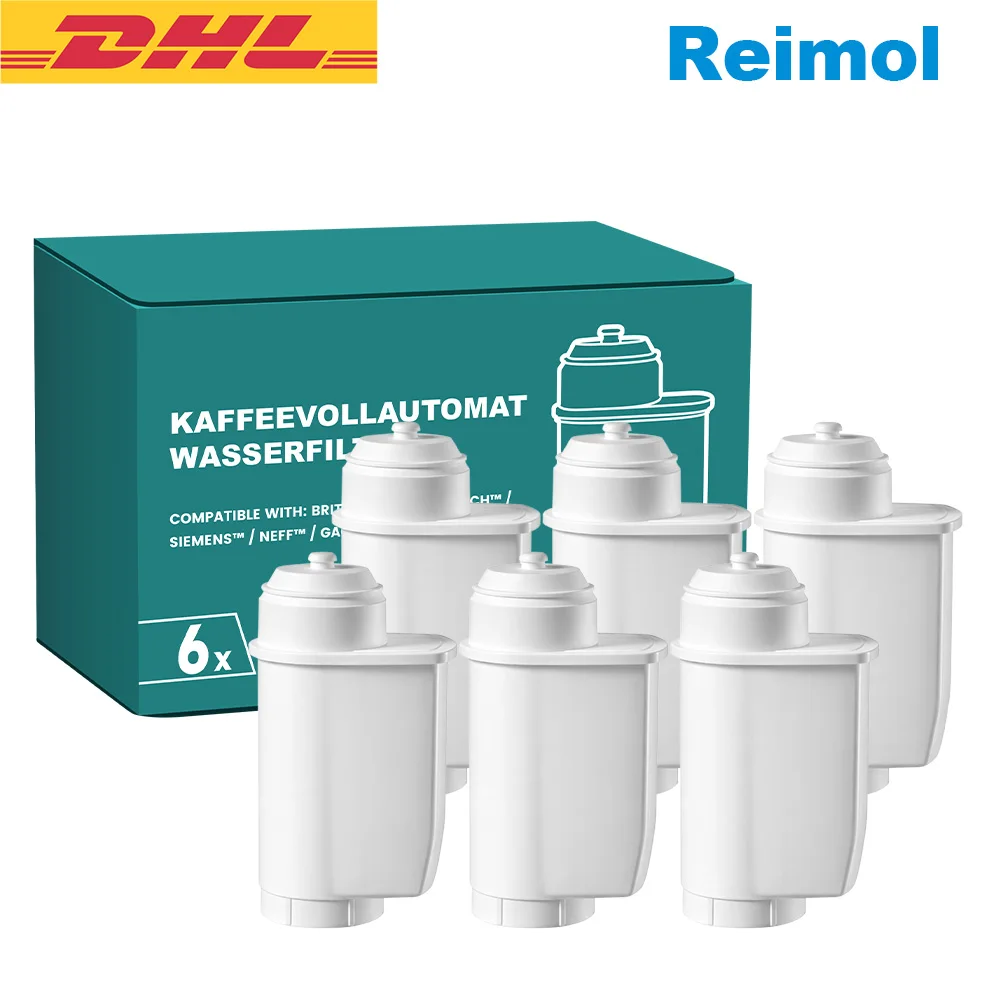 Reimol Wasserfilter für Kaffeemaschinen 6 Stück kompatibel mit Siemens® EQ3, EQ5, EQ6, EQ7, EQ8, EQ9 sowie Bosch® TCC7 Serie und Vero Serie