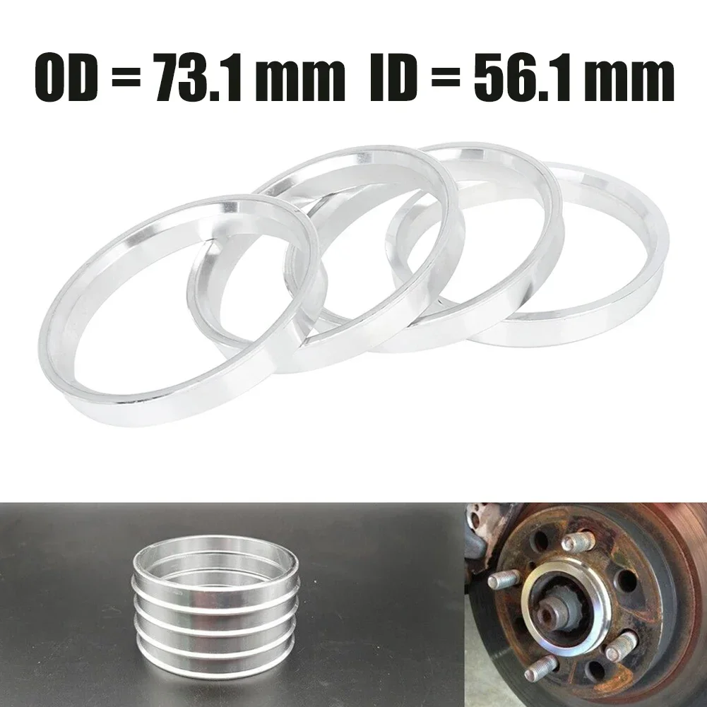 

4Pcs Car Wheels Hub Centric Rings Aluminium Alloy OD 73.1mm To ID 56.1mm Wheel Bore Center Spacer Accessories