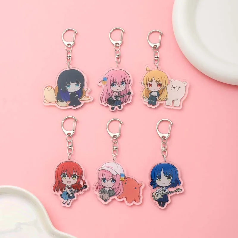 Anime BOCCHI THE ROCK! Acrylic keychain accessaries Cartoon funny Bag Pendant cute creative charm Car Keyring Friends Fans Gifts