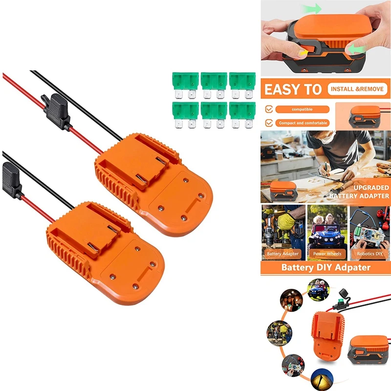 2 Stuks Power Wheels Adapter Voor Ridgid Aeg 18V Hyper Batterij Dock Power Connector Voor Diy Rc Speelgoed auto Vrachtwagen