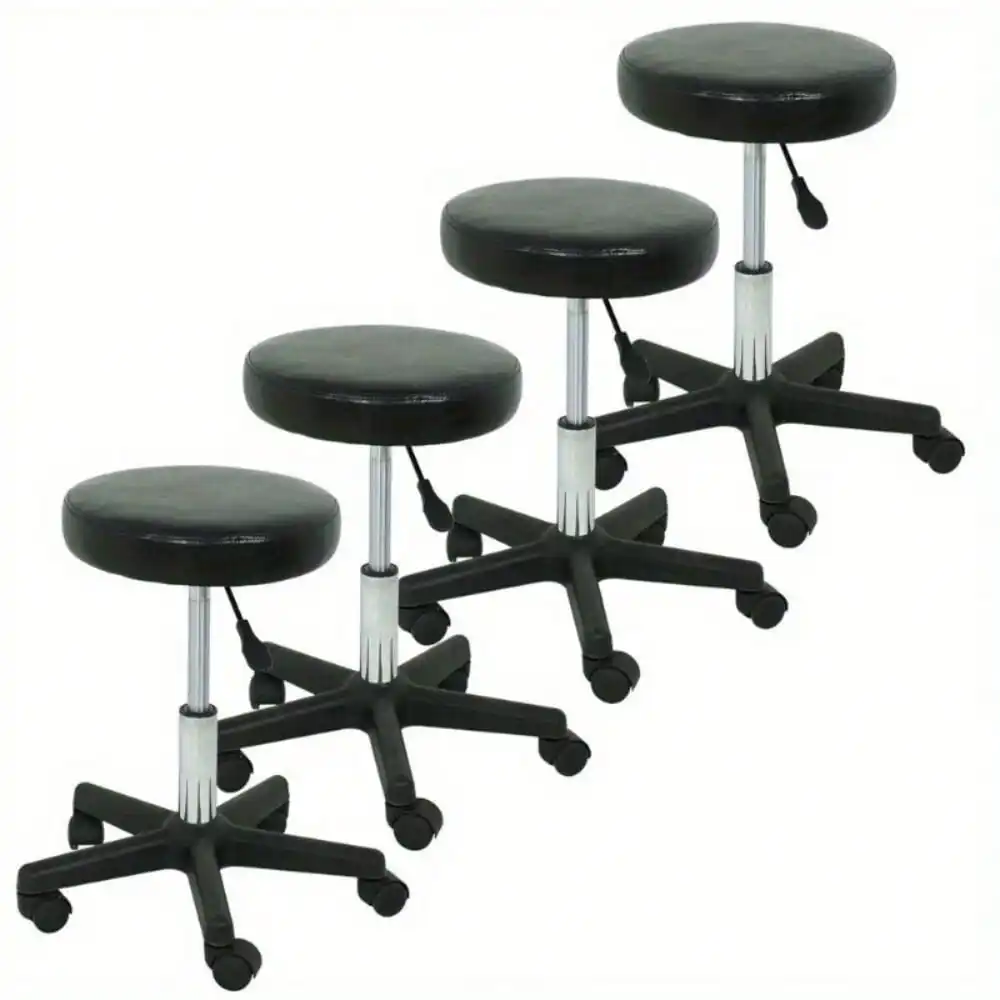 

4 PCS Adjustable Height Tattoo Salon Spa Stool Rolling Chair Facial Massage