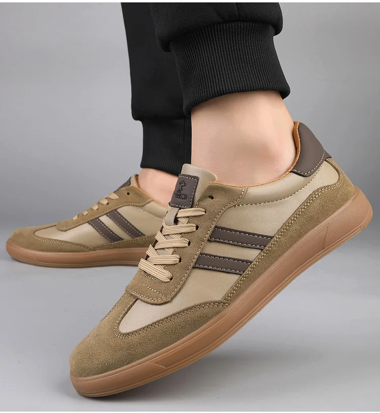 أحذية جديدة للرجال جلد طبيعي حذاء كاجوال موضة مخطط أحذية التزلج المسطحة الشارع كول الدانتيل متابعة أحذية رياضية 38-46