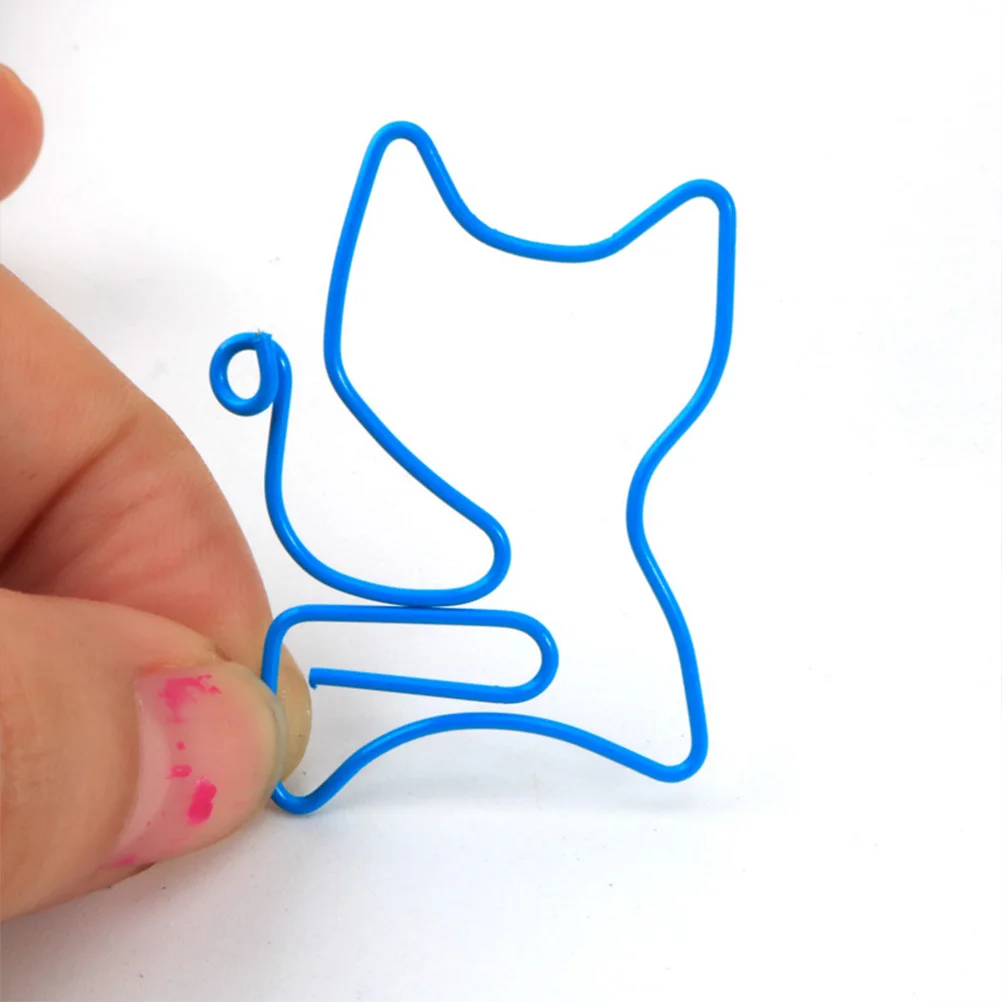 

50 Pcs Kitten Paper Clip Office Supplies Bookmark Stationery Metal Cat Shaped Clips Memo Clamps
