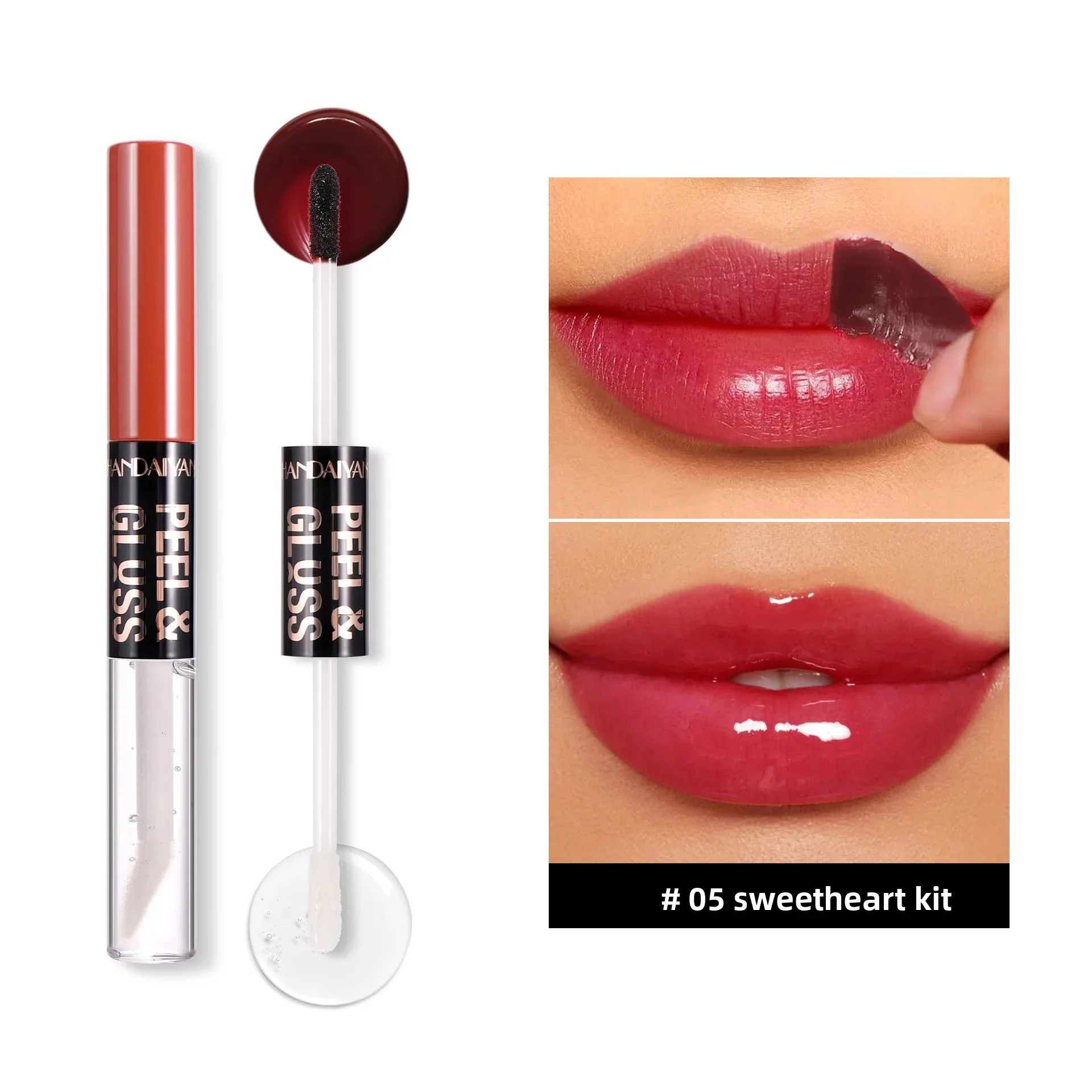 HANDAIYAN Transfer Proof Matte Lipstick Moisturizing Long Wear Peel Off Lip Gloss Waterproof 2in1 Lip Stain for Girls