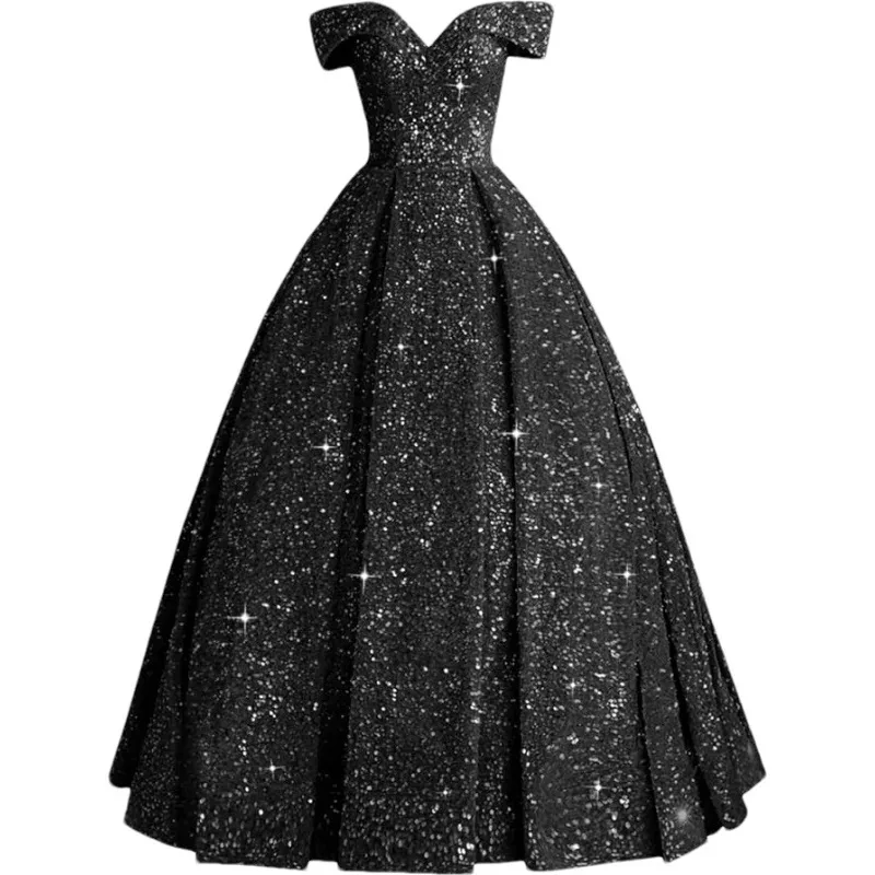 Sukienka balowa z odkrytymi ramionami i cekinami dla nastolatek, sukienka balowa plus size, błyszcząca, elegancka sukienka wieczorowa dla dorosłych, nowy elegancki styl 2026