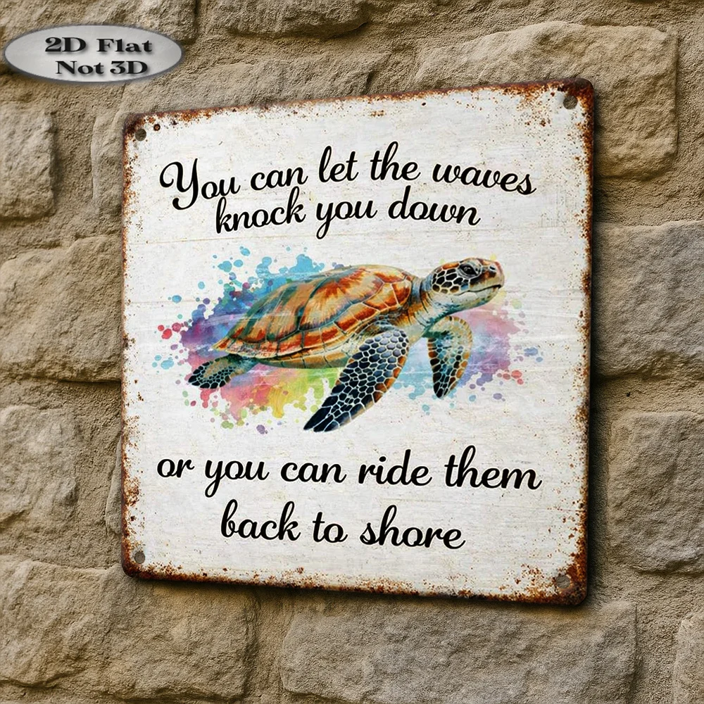 1 pieza de letrero metálico vintage de aluminio de 8"×8", con la frase "Puedes deslizarte sobre las olas hasta el muelle", decoración retro de pared para el hogar y el dormitorio, ideal para la familia.