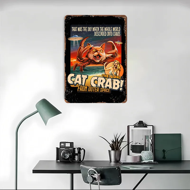 العملاق القط كراب المعادن المشارك تين علامات جدار الفن غرفة نوم الديكور الألعاب علامة معدنية مخصصة للديكور المنزل ديكور خمر