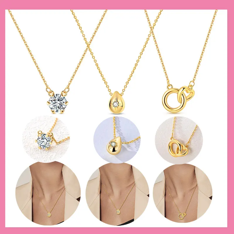 

Оригинальное ожерелье из стерлингового серебра 925, золотая капля воды, простой круглый кулон с цирконом, женское ожерелье, элегантный подарок на годовщину, день рождения