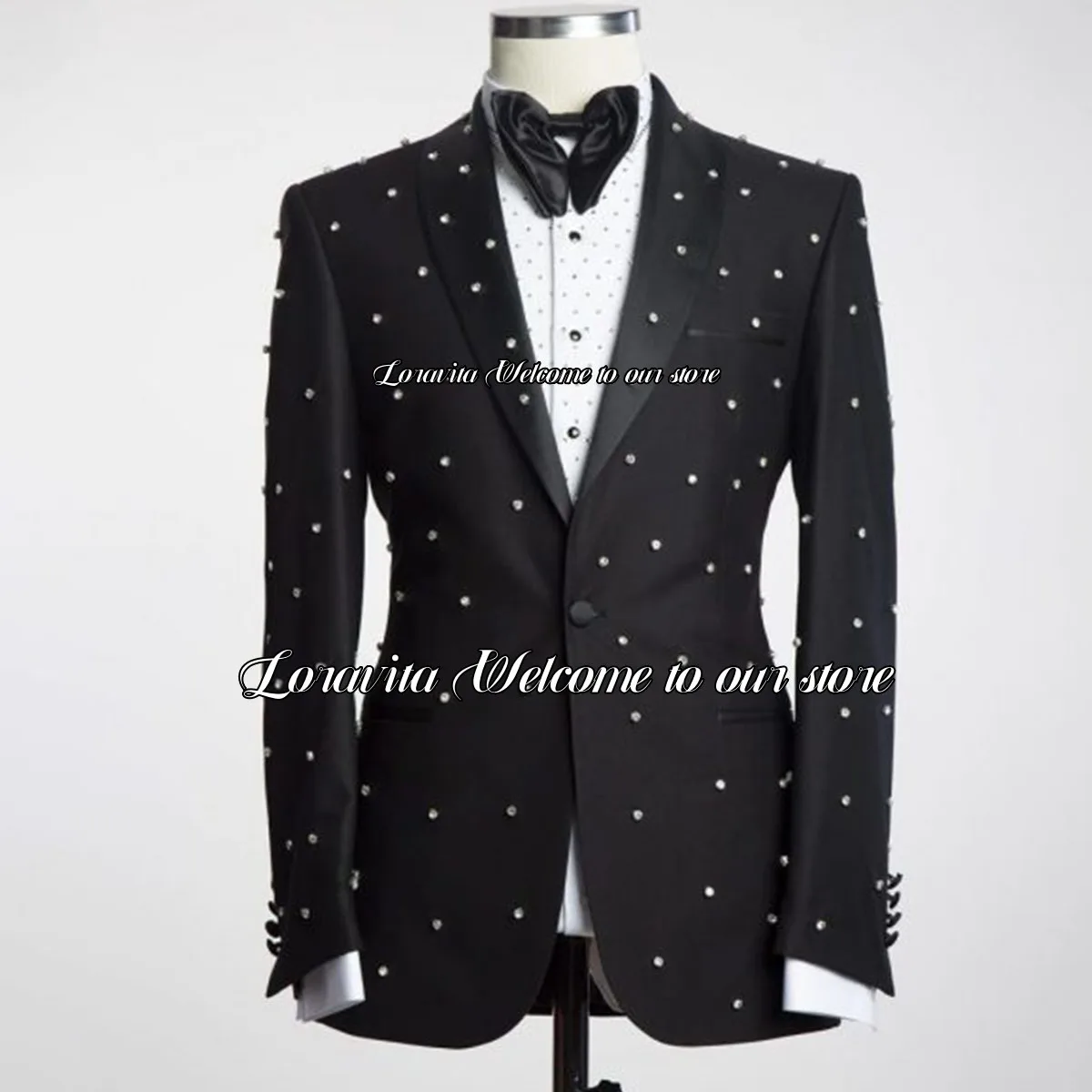 

Formal Banquet Male Prom Blazers Luxury Shiny Gem Men's Suits Tailore Made Groom Wear Wedding Tuxedo 2 Pieces Sets Costume Homme