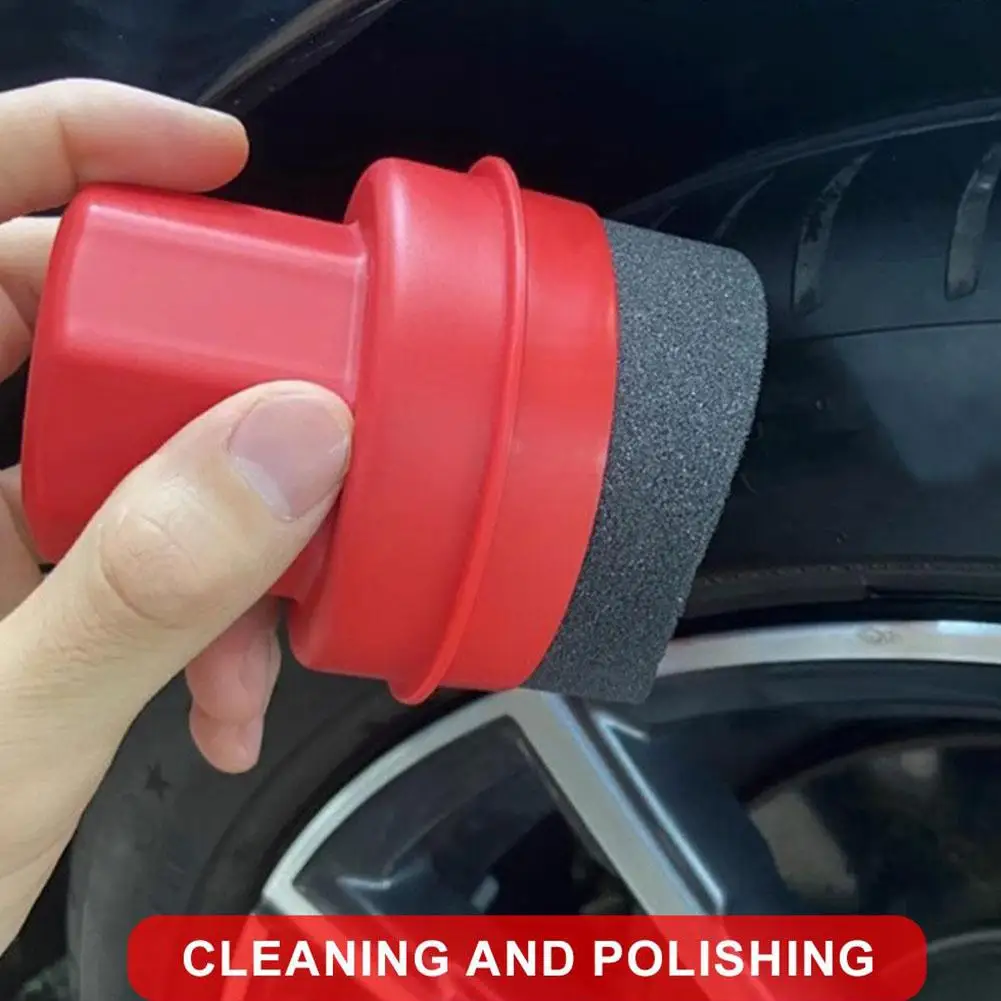 Curved Tire Wax Applicator Sponge with Lid Ergonomic Car Tire Cleaning Dressing Pad  Detailing Tool for car Waxing Cleaning Tool