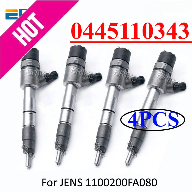 

4PC 0445110343 Fuel Injector Nozzle 0 445 110 343 CRI Pump Parts 0445 110 343 for JENS 1100200FA080