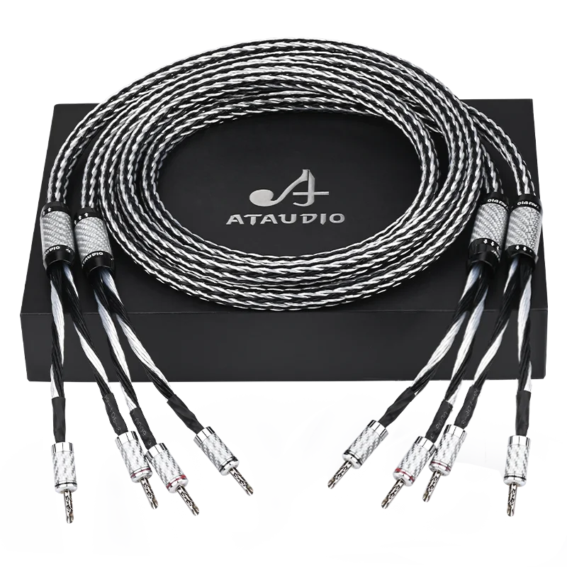 ATAUDIO Ein Paar HIFI Lautsprecher Kabel HALLO-End Verstärker OCC silber mixed Hallo-end Hifi Lautsprecher Kabel Mit banana Stecker 3