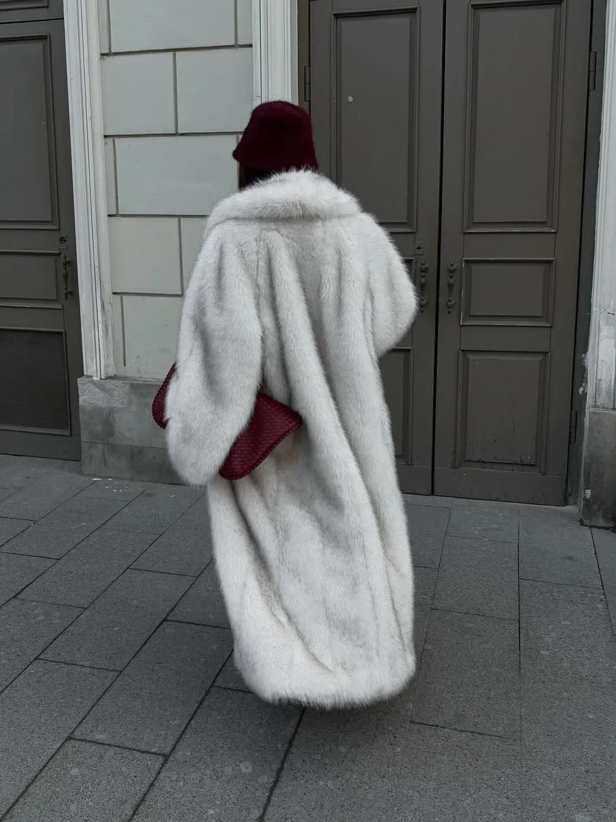HDHOHR 2026 Winter Elegant Luxury Chic  Long Faux Fox Fur Coat Women Thick Warm Soft  High Quality Fluffy Fox Fur Jackets