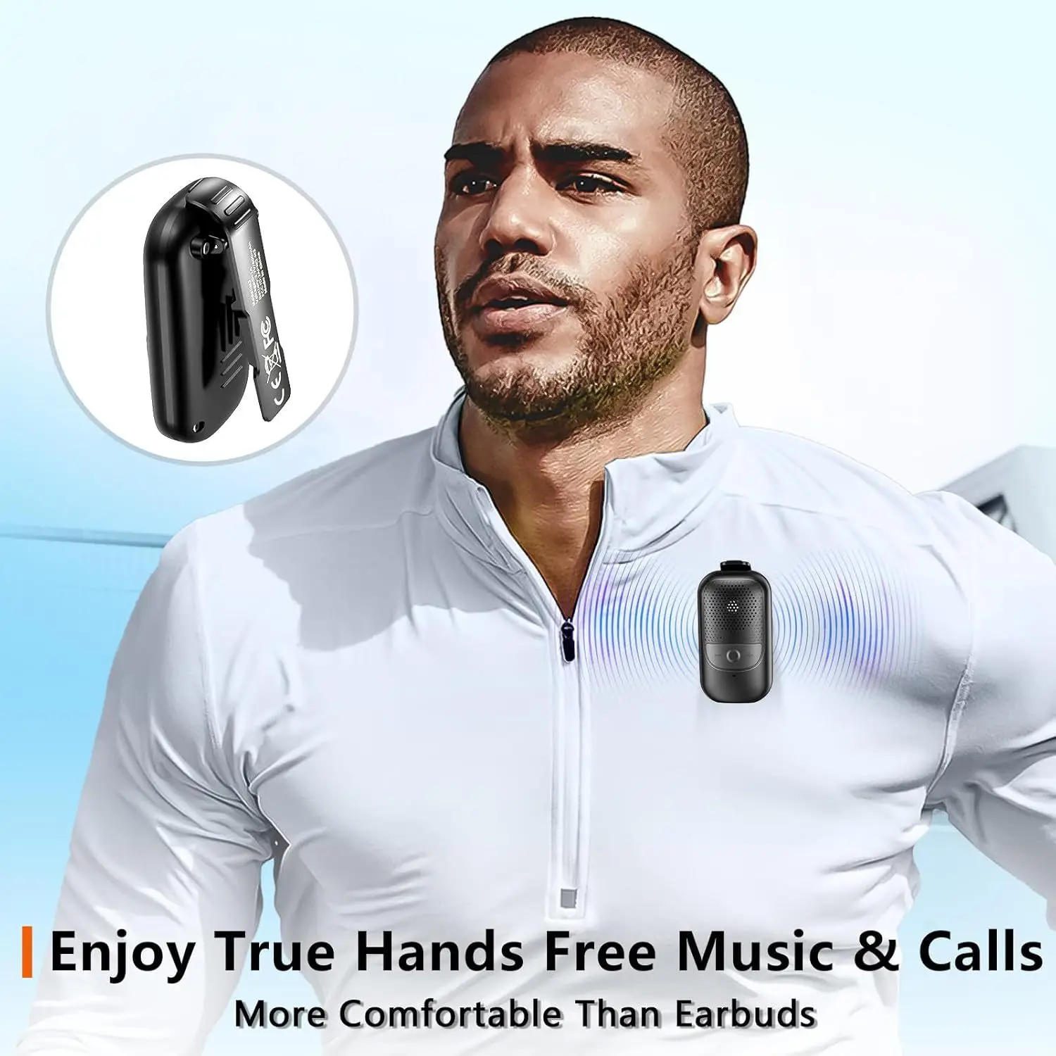 Mini alto-falante bluetooth wearable clip-on alto-falantes portáteis sem fio microfone enc embutido chamada mãos-livres para trabalho esportes ao ar livre