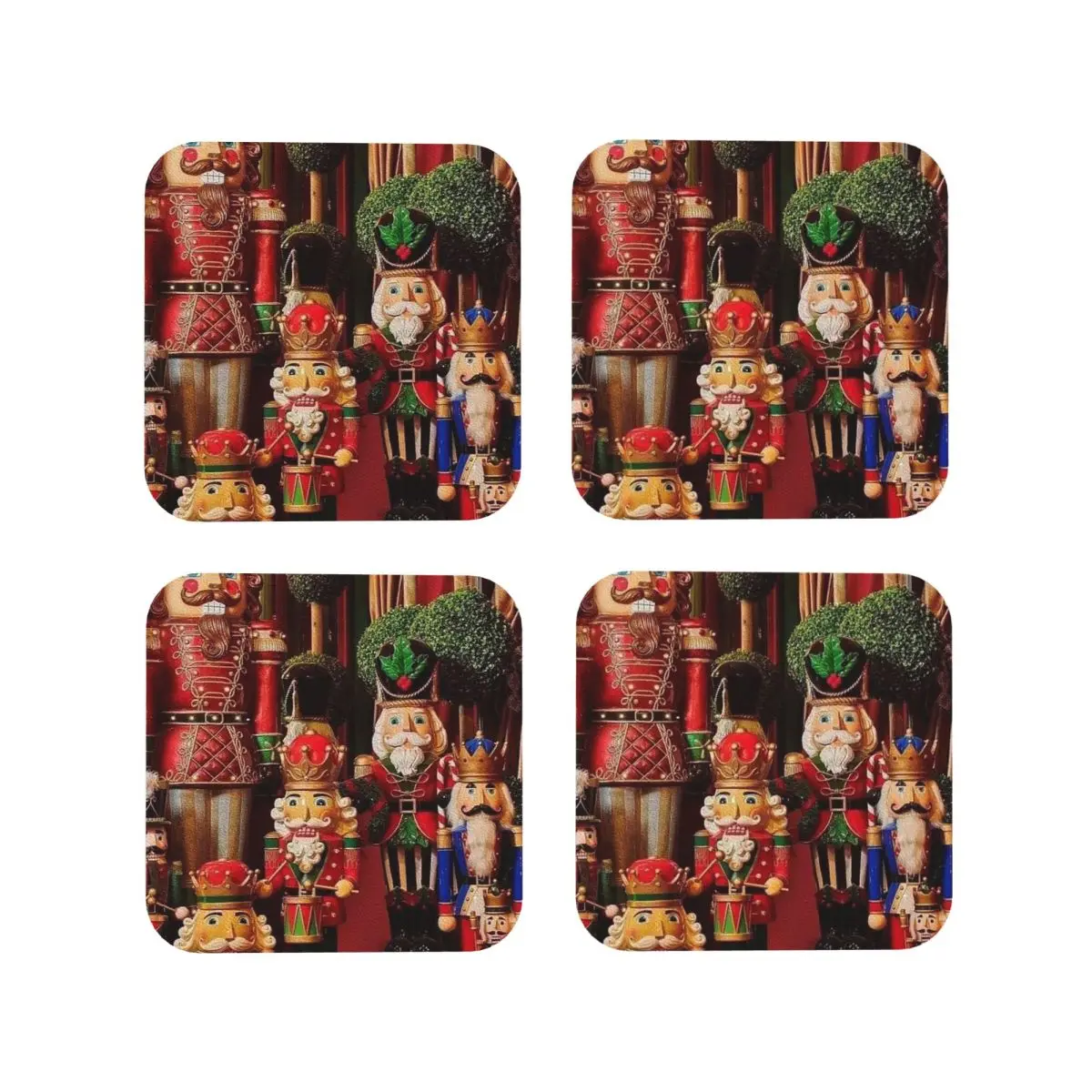 Merry Christmas and Happy Holidays! Coasters Kitchen Placemats Insulation Cup Coffee Mats For Decor Home Tableware Pads Set of 4