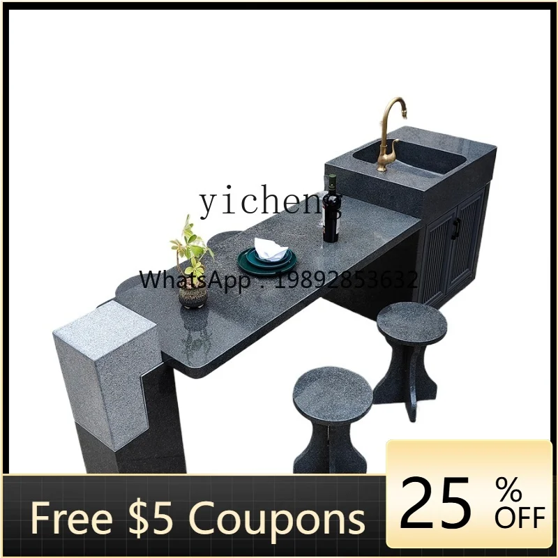 

Outdoor Kitchen Island Villa Garden Wash Basin Outdoor Dining Table Pool Integrated Inter-Platform Basin