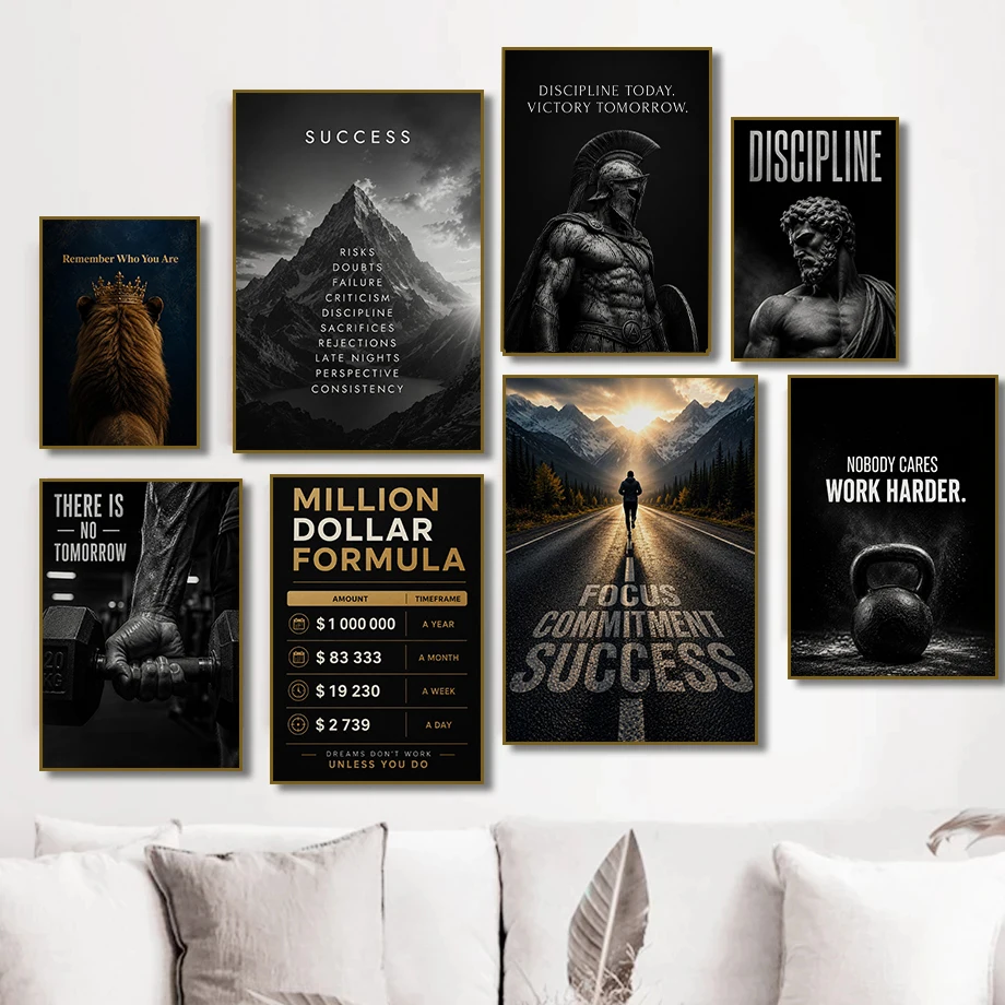 Affiche de motivation moderne pour le fitness, citation inspirante sur le sport, peinture sur toile, décoration murale pour salle de sport, bureau, maison