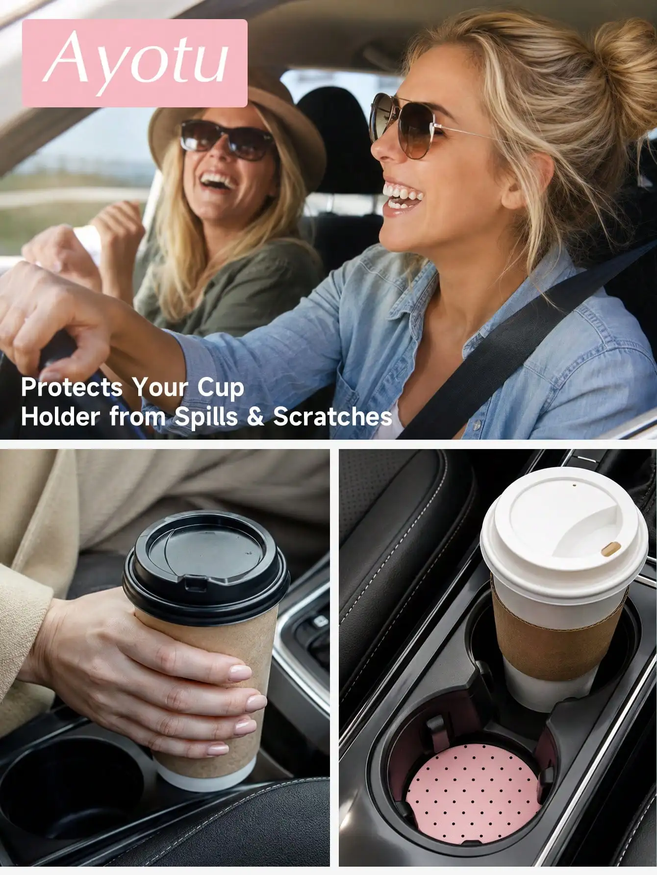 2 Stück Schwarz-Weiß Gepunktete Untersetzer, Auto-Innendekoration, Auto-Zubehör, Rutschfeste Autobecherhalter-Matten, Geeignet für Männer & Frauen – Detail 6