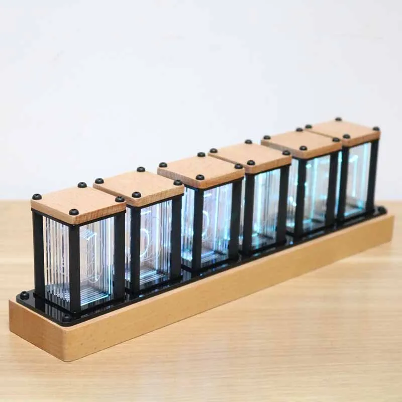 Wooden Digital Desk Clocks RGB Creative Table Clock Led Lights Computer Desktop Decoration Accessories Glow Pseudo Tube Clocks - view 2