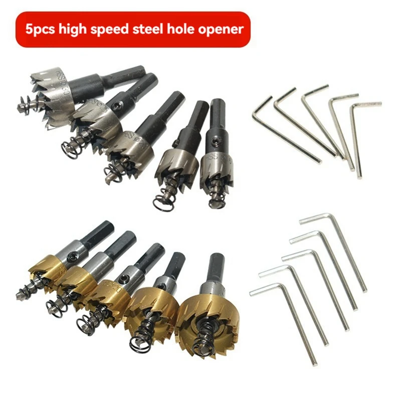 ABJI-5Pcs High-Speed Steel Hole Opener Electric Drill Drilling Tool Set Special Metal Hole Opener