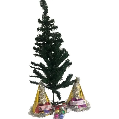 Darkbusiness Christmas Pine Tree 120 cm 12 Piece Tree Ornament 2 Pcs Kotyon Set