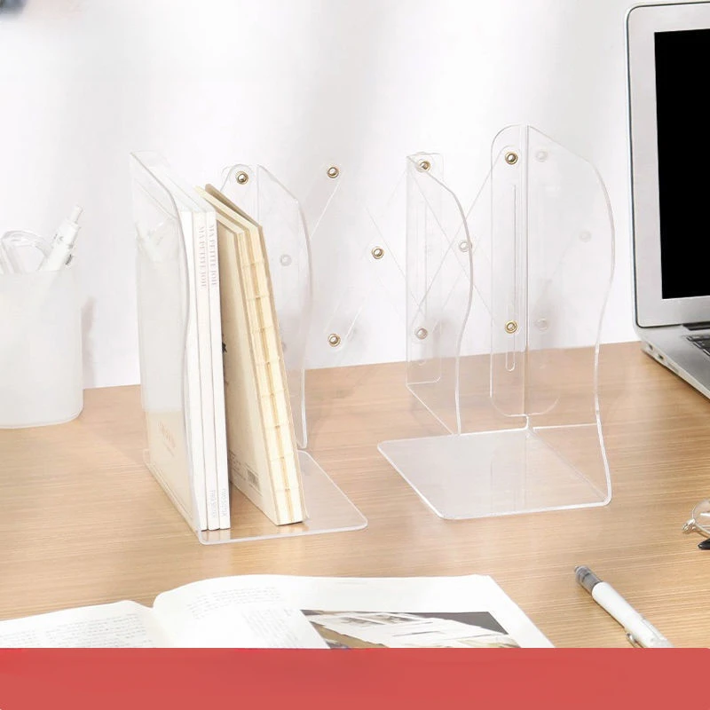 Acrylic Bookends Ins Retractable Student Minimalist Shelf Desktop Organizer Large Book Rack Book Stand Holder for Reading