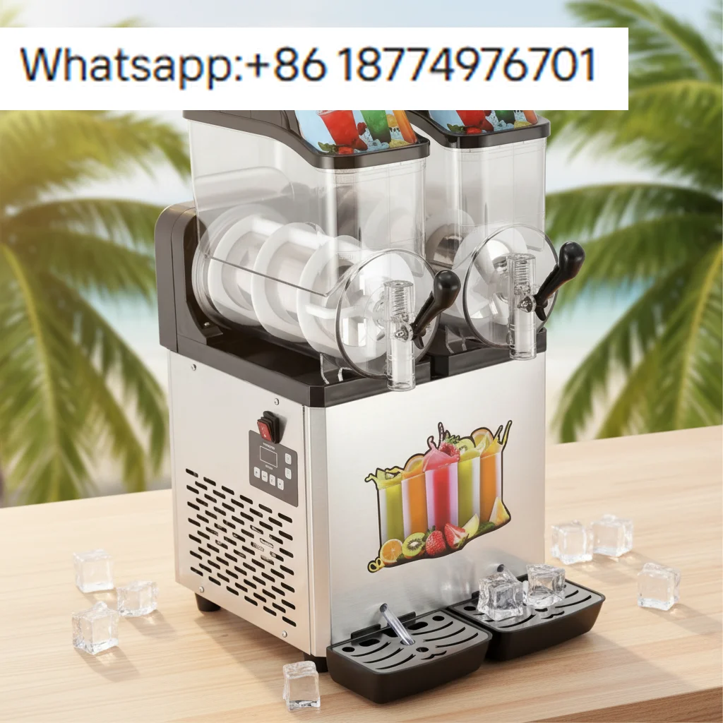 

Electric Stainless Steel Plug-in Commercial Beverage Dispenser, Slush Machine, and Granita Machine, Suitable for Commercial Use.