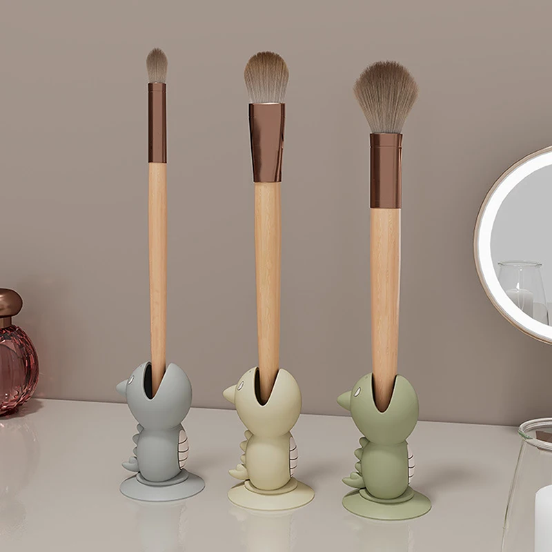 HUA ฝาครอบแปรงฟันหมวกขาตั้งน่ารักยืนแบบพกพาหัวแปรงสีฟันน่ารักไดโนเสาร์รูปร่างซิลิโคนดูดถ้วย